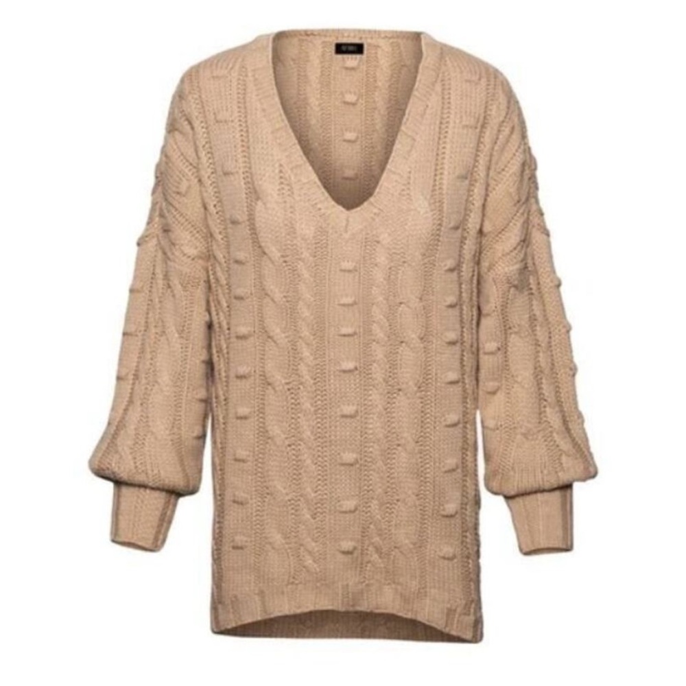 NWT AFRM Women's Boston Oversized Long Cable knit V-Neck Sweater size M/L